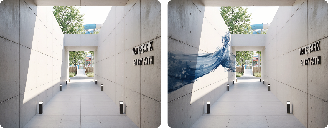 Entry Tunnel Concrete Wall | Ocean Wave Mural Design